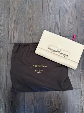 kate spade cream bow-accent clutch wallet